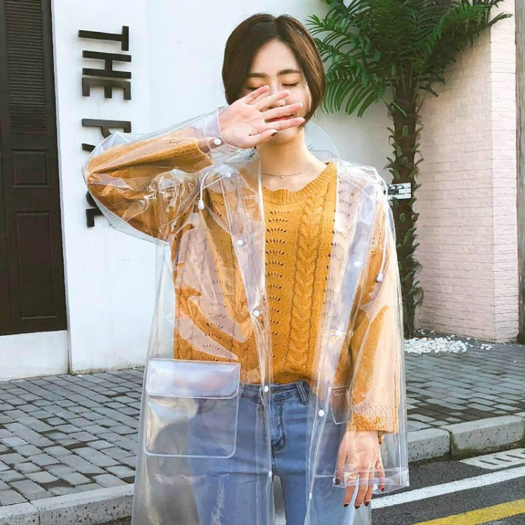 Stylish Portable Outdoor Transparent EVA Raincoat, M, L, XL