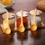 Creative Borosilicate Transparent Seasoning Jar Kitchen Supplies, Spoon, Single Glass Jar, One Sets