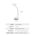 2 PCS Flexible Adjustable Portable Bedroom Reading Desk Lamp LED Night Light for Children, White, Pink, Blue, Green