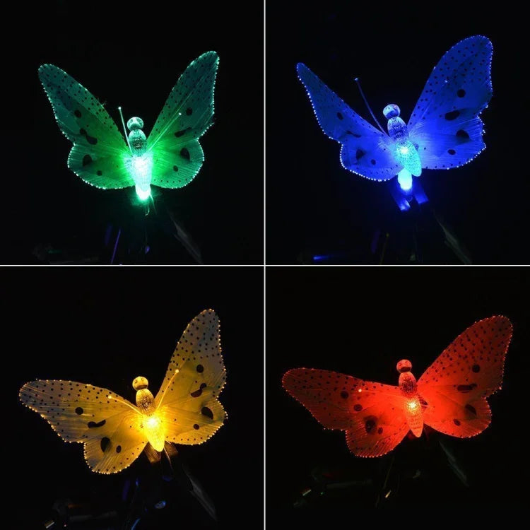 Solar Powered Butterfly Fiber Optic Fairy String Waterproof Christmas Outdoor Garden Holiday Lights, 4m 12LEDs, 5m 20LEDs