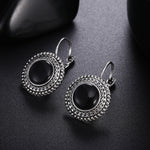 Boho Big Drop Earrings For Women Jewelry Carved Vintage Tibetan Silver Bohemian Long Earrings, Blue, Gray, Black, Purple