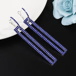 Fashion Long Geometric Drop Earrings Luxury Gold Silver Color Rectangle Rhinestone Earring, Blue, Gold, Rose Gold, Silver
