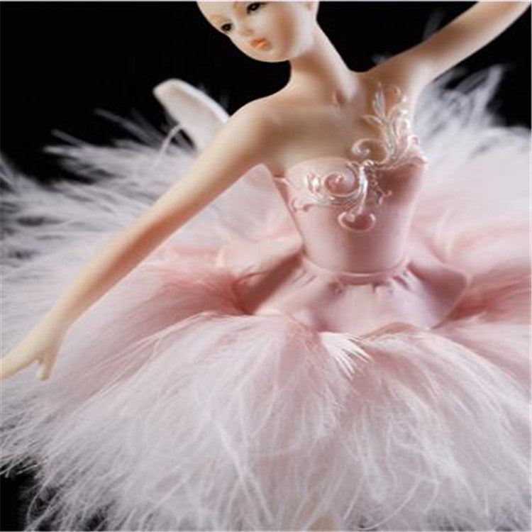 Elegant Refined Ballerina Dance Carousel Feather Music Box