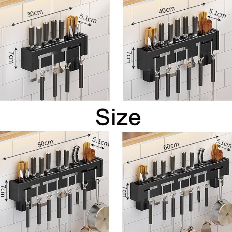 Kitchen Wall-mounted Rack Free Punching Chopsticks Holder, Black 60cm
