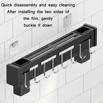 Kitchen Wall-mounted Rack Free Punching Chopsticks Holder, Black 60cm