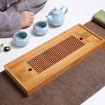 Bamboo Tea Trays Kung Fu Tea Accessories Tea Tray Table With Drain Rack, Bamboo Tea Trays
