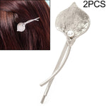 2 PCS Fashion Wedding Hair Jewelry Flower Barrettes Solid Metal Leaf Pearl Hairpins