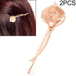 2 PCS Fashion Wedding Hair Jewelry Flower Barrettes Solid Metal Leaf Pearl Hairpins