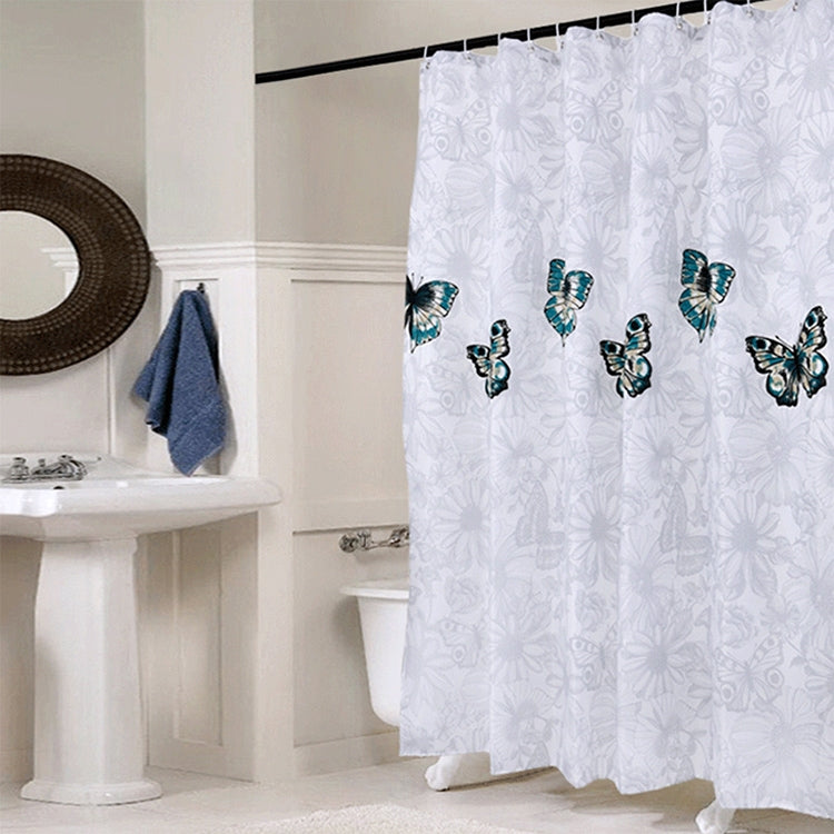 Butterfly Waterproof Polyester Shower Washable Bathroom Curtains, 80x180cm, 120x180cm, 150x180cm, 180x180cm, 200x180cm, 220x180cm, 240x180cm