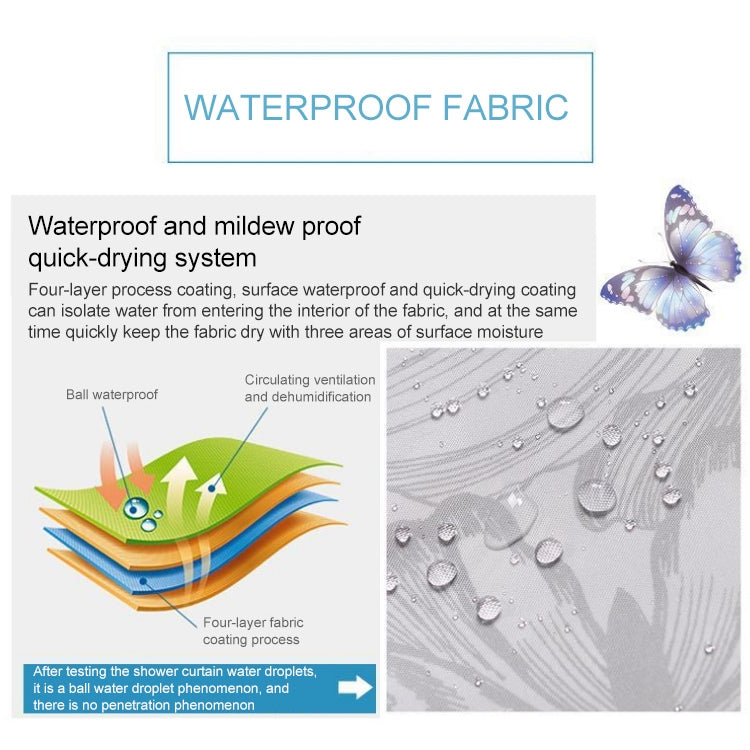 Butterfly Waterproof Polyester Shower Washable Bathroom Curtains, 80x180cm, 120x180cm, 150x180cm, 180x180cm, 200x180cm, 220x180cm, 240x180cm