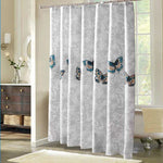 Butterfly Waterproof Polyester Shower Washable Bathroom Curtains, 80x180cm, 120x180cm, 150x180cm, 180x180cm, 200x180cm, 220x180cm, 240x180cm