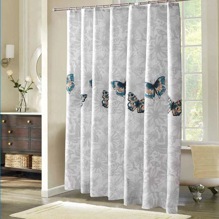 Butterfly Waterproof Polyester Shower Washable Bathroom Curtains, 80x180cm, 120x180cm, 150x180cm, 180x180cm, 200x180cm, 220x180cm, 240x180cm