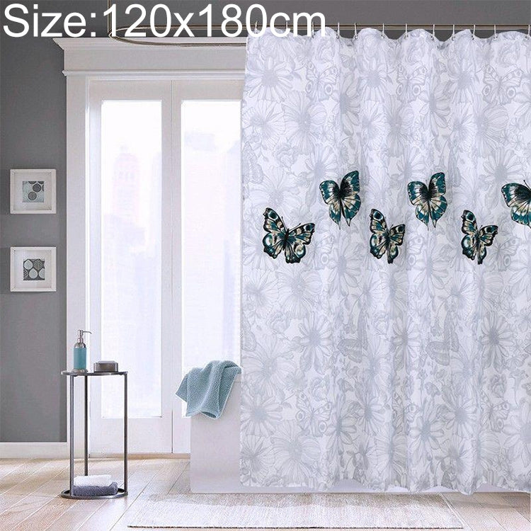 Butterfly Waterproof Polyester Shower Washable Bathroom Curtains, 80x180cm, 120x180cm, 150x180cm, 180x180cm, 200x180cm, 220x180cm, 240x180cm