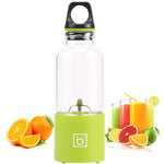 500ml Mini Portable Electric Juicer Cup USB Rechargeable Juicer Blender Maker Shaker Squeezers Fruit Orange Juice Extractor, 4 Blade Head Blue, 4 Blade Head Green, 4 Blade Head Pink