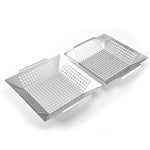 Stainless Steel Square Grill Leak Tray With Hole Grill Tray Outdoor Grill Tool BBQ Vegetables 12 inch Grill Tray