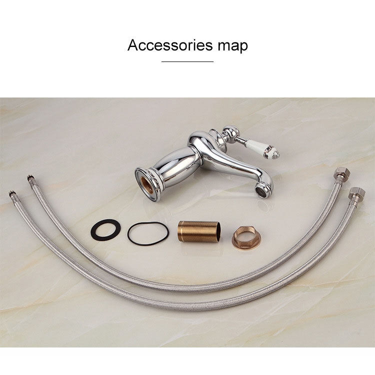 Copper Antique Hot Cold Double Blue White Porcelain Faucet, Platinum, Black Gold, Black, Antique