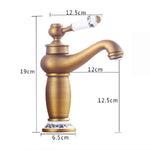 Copper Antique Hot Cold Double Blue White Porcelain Faucet, Platinum, Black Gold, Black, Antique
