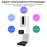 K9 Pro Handsfree Non-contact Body Light-sensitive Distance Sensor Thermometer + 1000ml Automatic Non-contact Liquid Soap Dispenser with Base Mount, K9 Pro