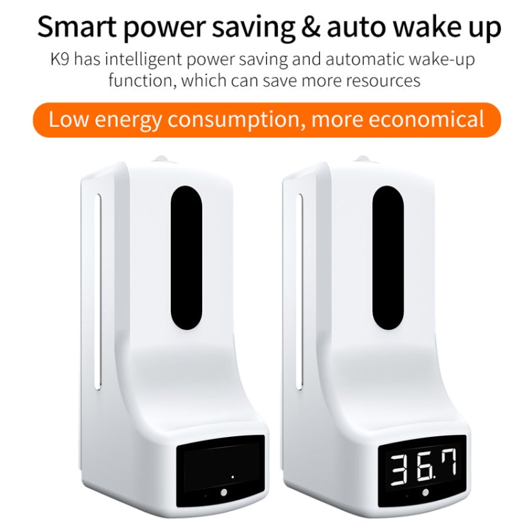 K9 Pro Handsfree Non-contact Body Light-sensitive Distance Sensor Thermometer + 1000ml Automatic Non-contact Liquid Soap Dispenser with Base Mount, K9 Pro