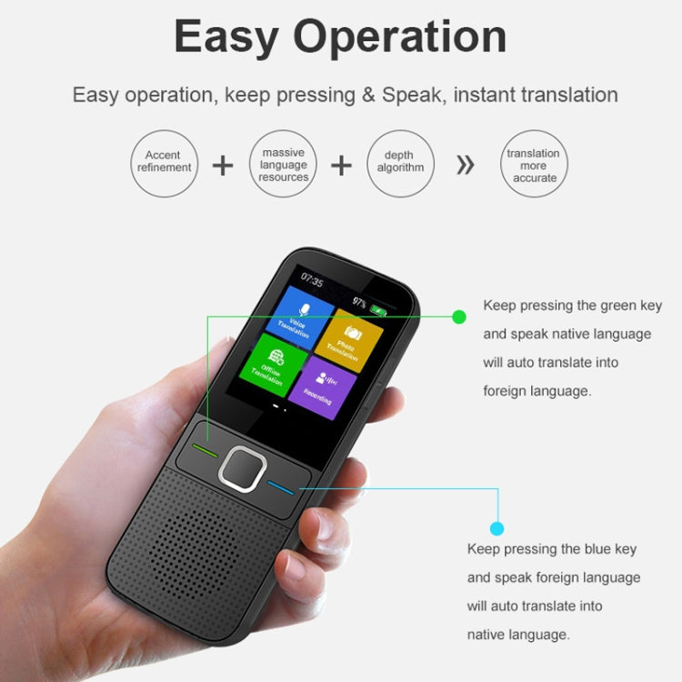 T10 Portable WIFI Smart Voice Translator Smart Business Travel Real Time AI Translator Translation Machine, T10 Black
