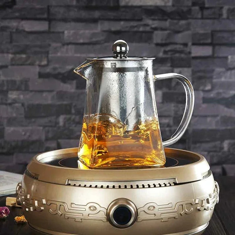 إبريق شاي من الزجاج المقاوم للحرارة مع فلتر من الفولاذ المقاوم للصدأ، السعة: 950ml، السعة: 950ml