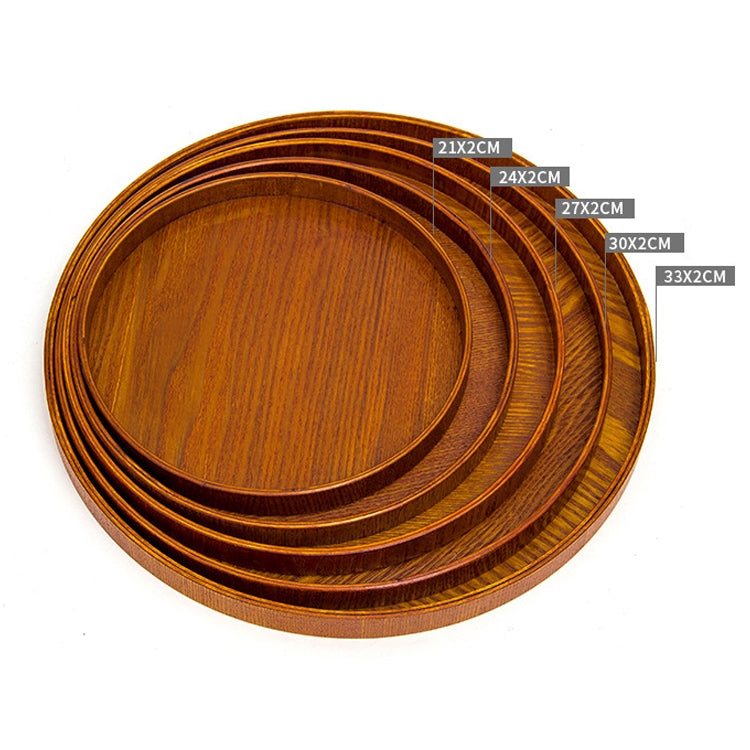 Creative Round Solid Wood Tea Tray Hotel Wooden Tay Storage Tray, Diameter: 37.5cm, Brown, Diameter: 37.5cm