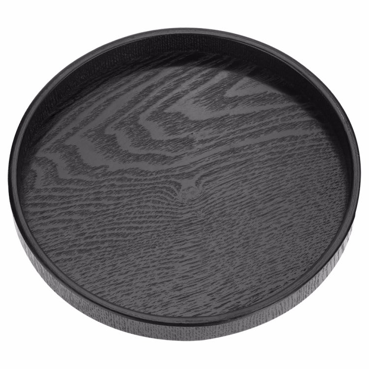Creative Round Solid Wood Tea Tray Hotel Wooden Tay Storage Tray, Diameter: 27 cm, Black, Diameter: 27cm
