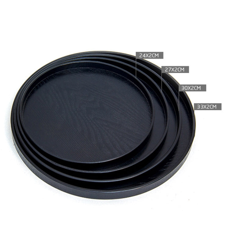Creative Round Solid Wood Tea Tray Hotel Wooden Tay Storage Tray, Diameter: 27 cm, Black, Diameter: 27cm