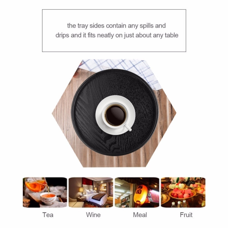Creative Round Solid Wood Tea Tray Hotel Wooden Tay Storage Tray, Diameter: 27 cm, Black, Diameter: 27cm