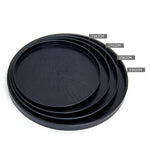 Creative Round Solid Wood Tea Tray Hotel Wooden Tay Storage Tray, Diameter: 30cm, Black, Diameter: 30cm