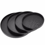 Creative Round Solid Wood Tea Tray Hotel Wooden Tay Storage Tray, Diameter: 30cm, Black, Diameter: 30cm