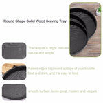 Creative Round Solid Wood Tea Tray Hotel Wooden Tay Storage Tray, Diameter: 30cm, Black, Diameter: 30cm
