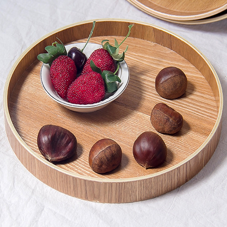 Creative Round Solid Wood Tea Tray Hotel Wooden Tay Storage Tray, Diameter: 30cm, Wood Color, Diameter: 30cm