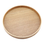 Creative Round Solid Wood Tea Tray Hotel Wooden Tay Storage Tray, Diameter: 33cm, Wood Color, Diameter: 33cm