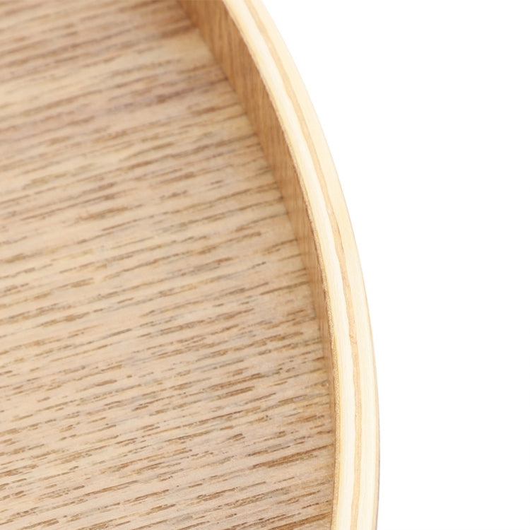 Creative Round Solid Wood Tea Tray Hotel Wooden Tay Storage Tray, Diameter: 33cm, Wood Color, Diameter: 33cm