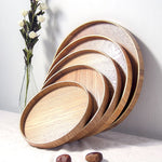 Creative Round Solid Wood Tea Tray Hotel Wooden Tay Storage Tray, Diameter: 33cm, Wood Color, Diameter: 33cm
