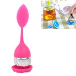 Stainless Steel Leaf Shape Silicone Tea Bag Tea Strainers, Baby Blue, Yellow, Red, Rose Red