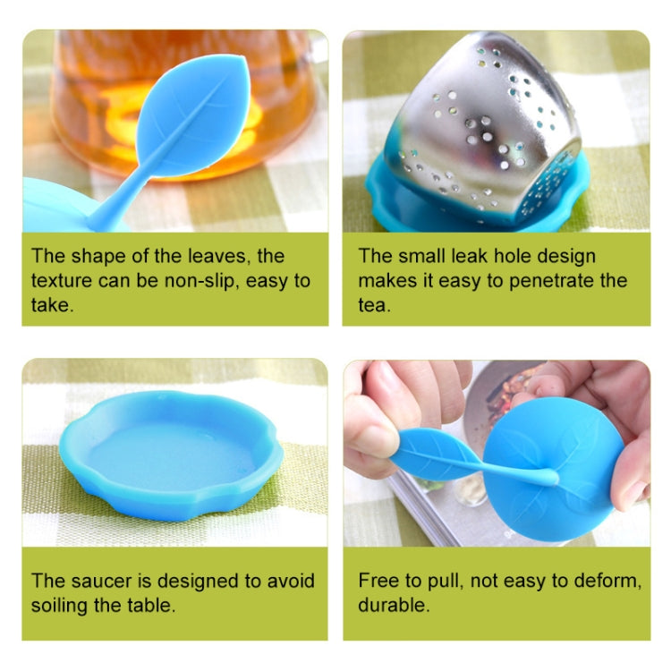 Stainless Steel Leaf Shape Silicone Tea Bag Tea Strainers, Baby Blue, Yellow, Red, Rose Red