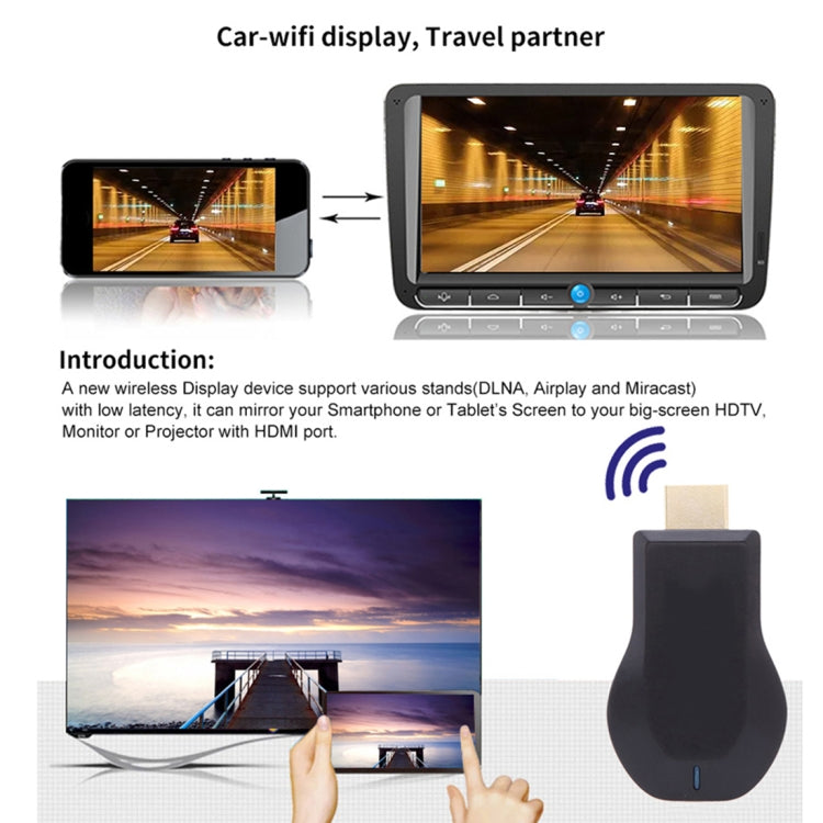 جهاز استقبال لاسلكي M9 Plus لعرض WiFi يدعم Airplay وMiracast وDLNA بدقة 1080P مع وصلة HDMI، M9 Plus