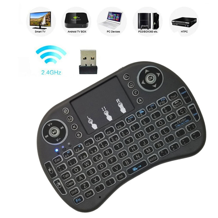 Support Language: Spanish i8 Air Mouse Wireless Keyboard with Touchpad for Android TV Box & Smart TV & PC Tablet & Xbox360 & PS3 & HTPC/IPTV, Spanish