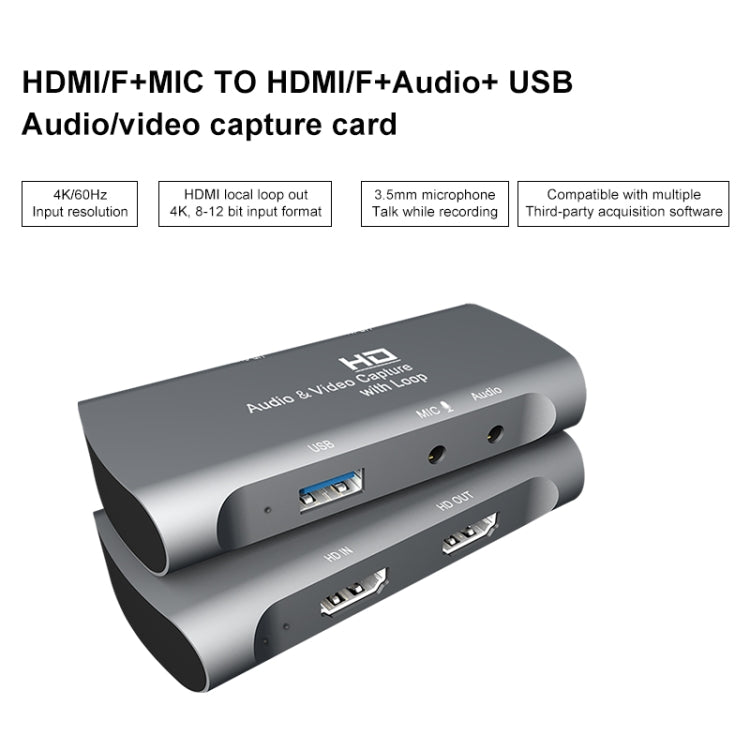 صندوق التقاط فيديو وصوت USB 2.0 من نوع Z27 مع مدخل HDM أنثى وميكروفون إلى HDM أنثى، Z27