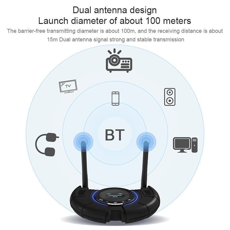 TX800 محول صوت بلوتوث 5.0 ألياف بصرية مستقبل ومرسل مع هوائيات مزدوجة وشاشة OLED