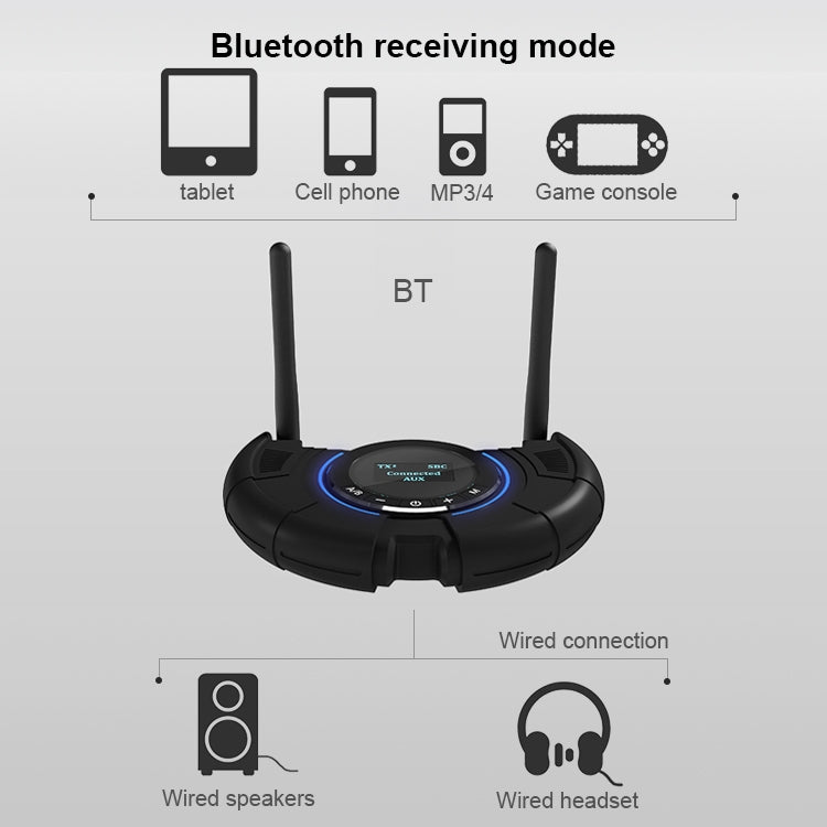 TX800 محول صوت بلوتوث 5.0 ألياف بصرية مستقبل ومرسل مع هوائيات مزدوجة وشاشة OLED