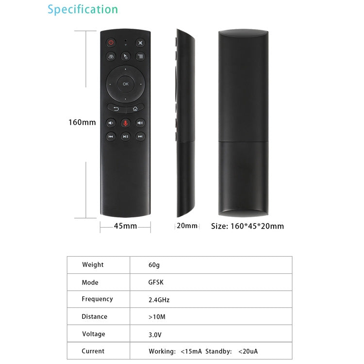 G20S 2.4G Air Mouse Remote Control with Fidelity Voice Input & IR Learning & 6-axis Gyroscope for PC & Android TV Box & Laptop & Projector, G20S