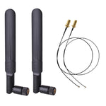 2 × 6dBi 2.4GHz 5GHz هوائي واي فاي ثنائي النطاق RP-SMA ذكر + 2 × 35 سم كابل RP-SMA IPEX MHF4 للبطاقة اللاسلكية M.2 NGFF، هوائي 6dBi + كابل RP-SMA