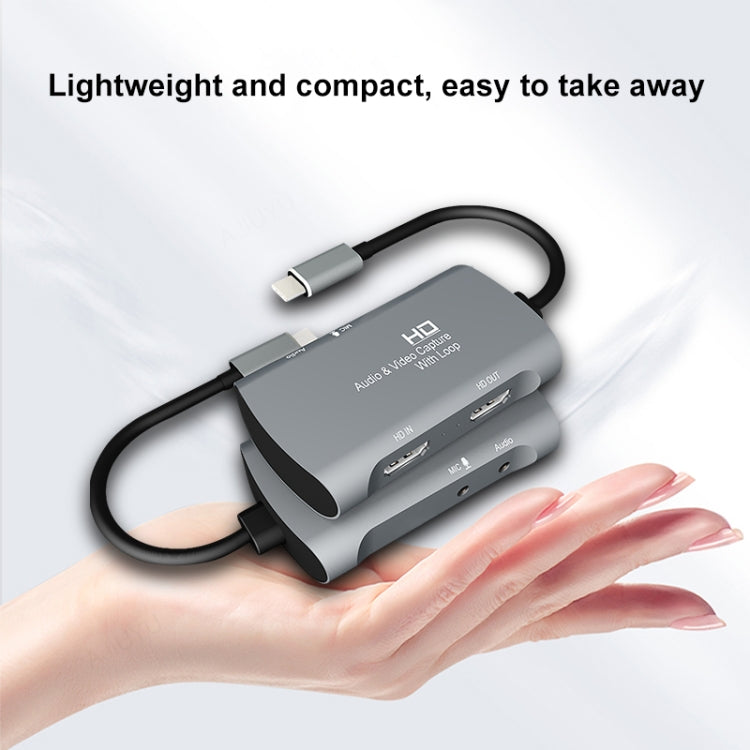 Z30A صندوق التقاط فيديو وصوت HDMI أنثى + ميكروفون إلى HDMI أنثى + صوت + USB-C / نوع-C، Z30A