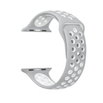 For Apple Watch Series 10 42mm / 9&8&7 41mm / SE 3&SE 2&6&SE&5&4 40mm / 3&2&1 38mm Fashionable Classical Silicone Sport Watch Band(Grey White), WA1230A, WA1230B, WA1230BG, WA1230BH, WA1230BL, WA1230BM, WA1230BR, WA1230BY, WA1230C, WA1230D, WA1230DW    ...