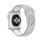 For Apple Watch Series 10 42mm / 9&8&7 41mm / SE 3&SE 2&6&SE&5&4 40mm / 3&2&1 38mm Fashionable Classical Silicone Sport Watch Band(Grey White), WA1230A, WA1230B, WA1230BG, WA1230BH, WA1230BL, WA1230BM, WA1230BR, WA1230BY, WA1230C, WA1230D, WA1230DW    ...