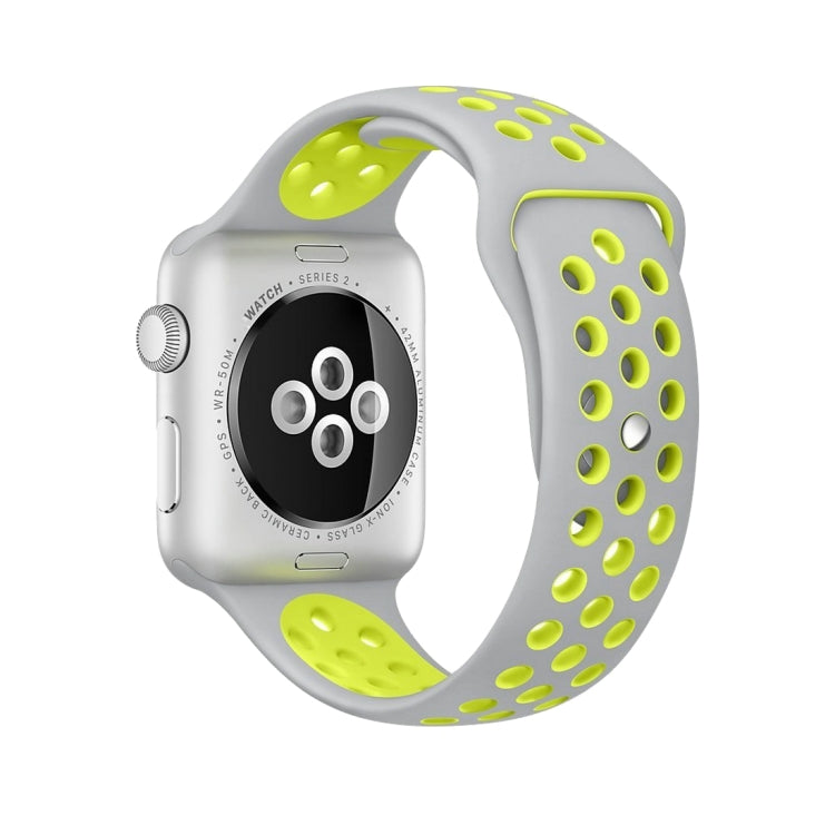 For Apple Watch Series 10 42mm / 9&8&7 41mm / SE 3&SE 2&6&SE&5&4 40mm / 3&2&1 38mm Fashionable Classical Silicone Sport Watch Band(Grey White), WA1230A, WA1230B, WA1230BG, WA1230BH, WA1230BL, WA1230BM, WA1230BR, WA1230BY, WA1230C, WA1230D, WA1230DW    ...