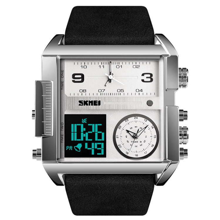 Montre numérique multifonctionnelle pour homme SKMEI 1391, étanche 30m, montre-bracelet à cadran carré avec bracelet en cuir